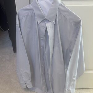 Men's Light Blue Pinstripe Button-Down Dress Shirt